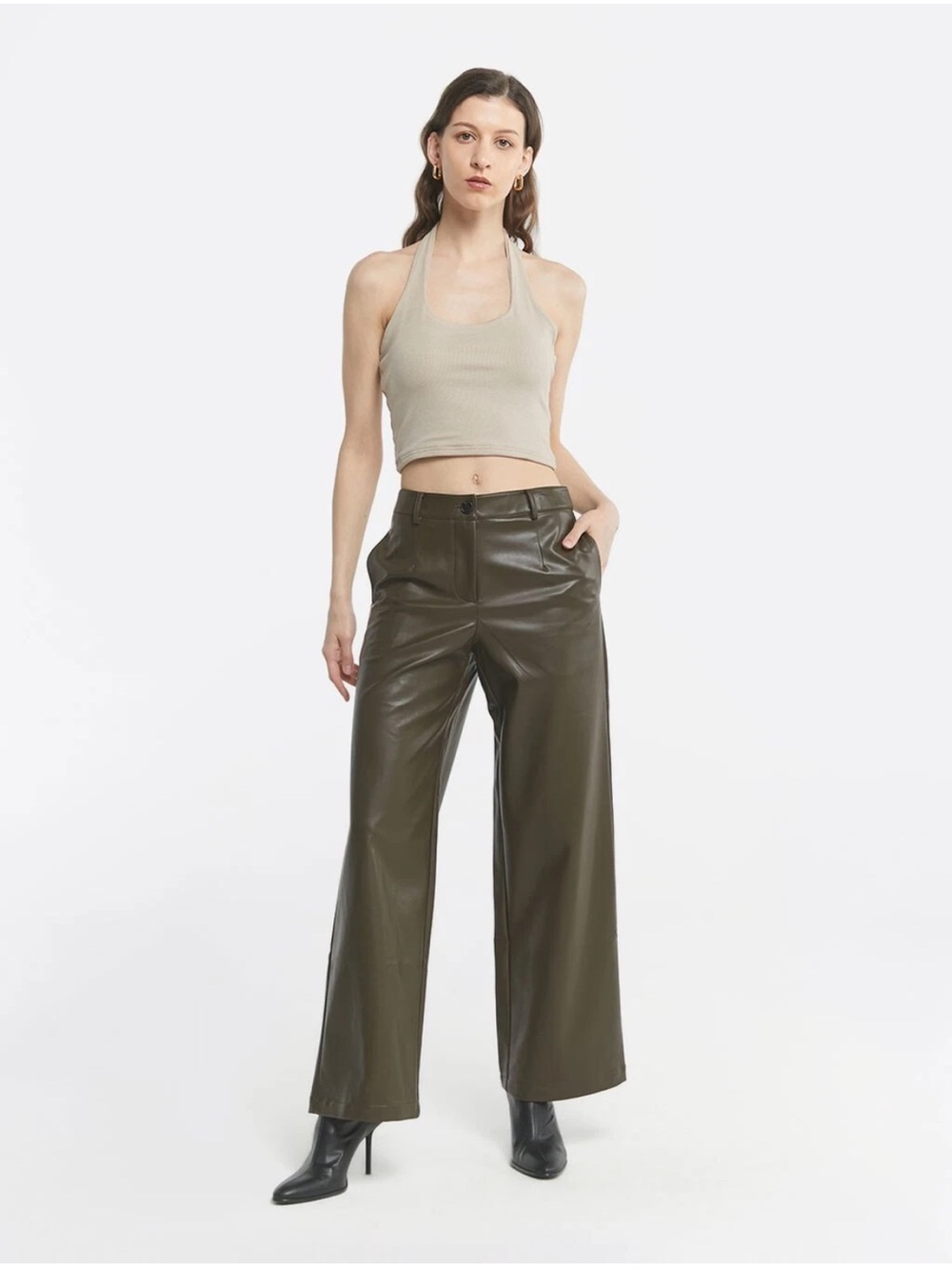 Lattelier Faux Leather Straight Pants NWT